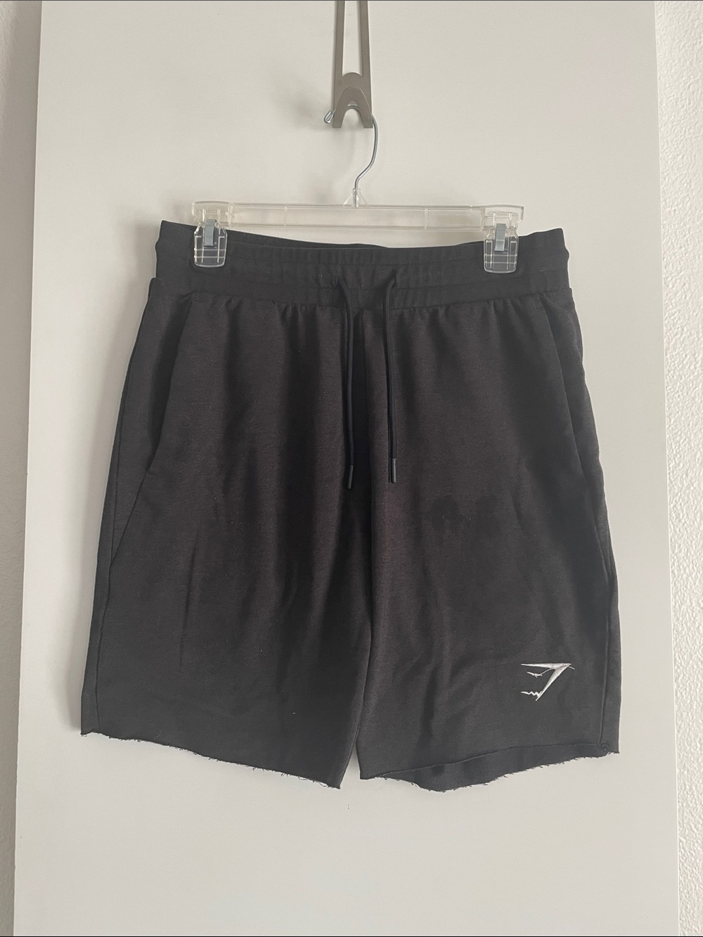 GYMSHARK Black Cotton Sport Casual Shorts Pockets Raw Hem Small